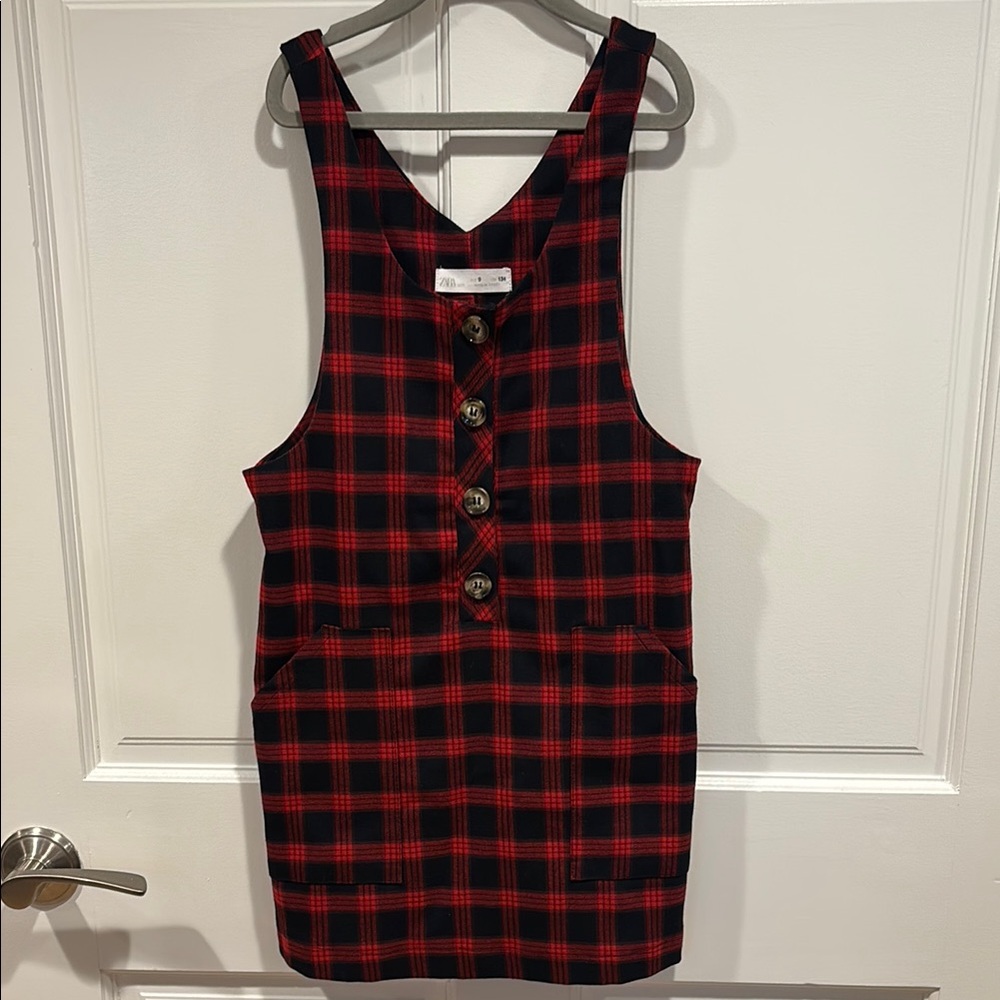 Zara Red and Black Plaid Top